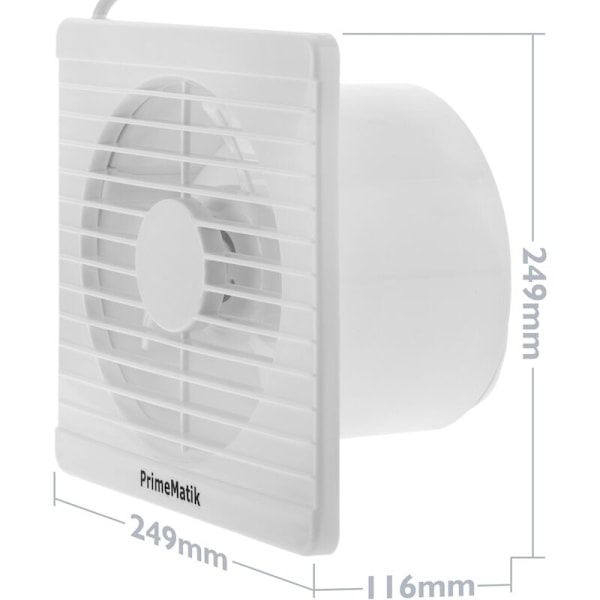 Indbygget udsugningshætte med ikke-returventil til ventilation af lukkede rum 175 mm