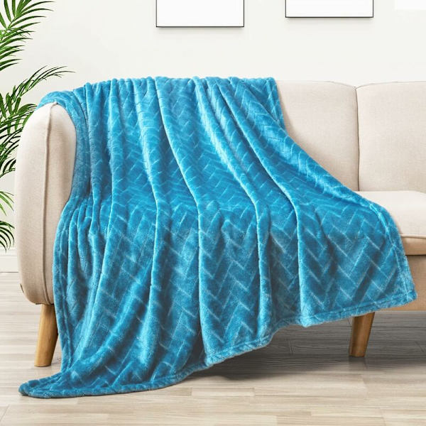 Mjuk plyschfilt, Queen size sofffilt, Mjuk fluffig soffdekorfilt - Mysig och lätt, Blå, 127 x 152 cm