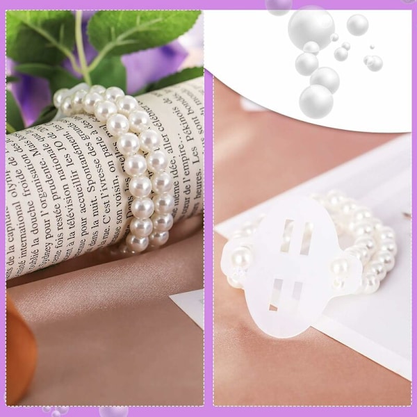24 stk Elastiske Håndleddsbånd Bryllup Håndleddscorsage Tilbehør DIY Kunstige Blomster Dekor for Strandfest Bryllup Festival, Perle