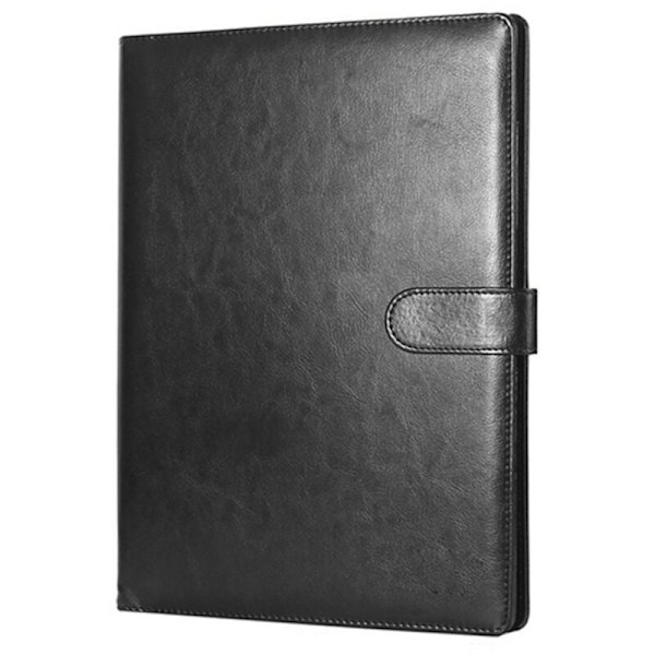 A4 Lærperm Multifunksjonell Business Kontraktperm med Notater Business Stationery Perm Svart