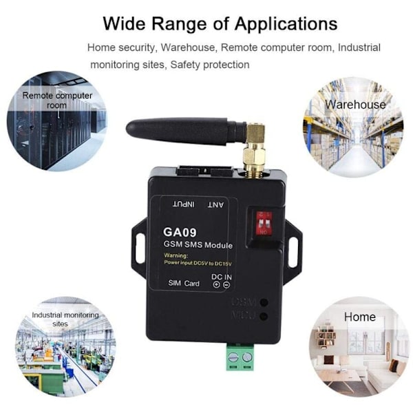 GSM Trådlöst Larm System, GA09 Mini Larm Box Antenna Intelligent SMS Text Samtal Auto Larm för Hem, Industriell Fabrik, Lager, Kontrollrum