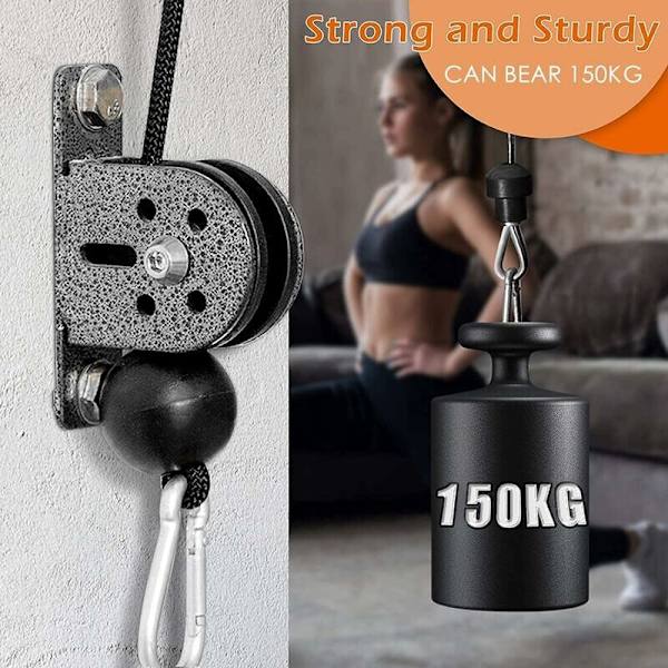 Fitnesslagerpully med tyst U-spårad hjul, svängbar lyftrepspully i rostfritt stål, tyst pully, tungt utförande, svängbar repspully för gym,