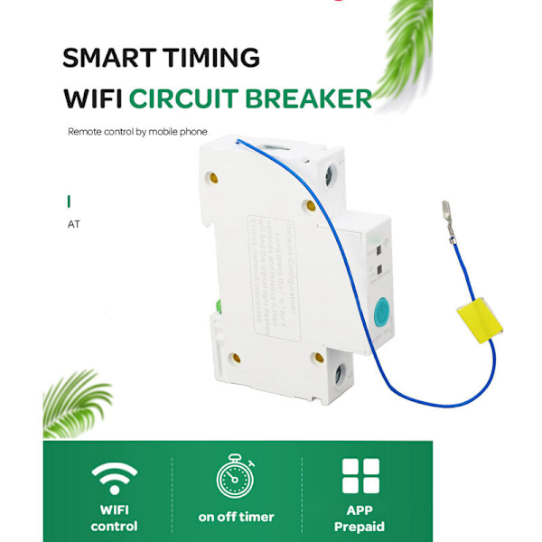 WIFI-strömställare 1P 230V DIN-skena Smart Strömställare för Ewelink APP Hem Köpcentrum 63A