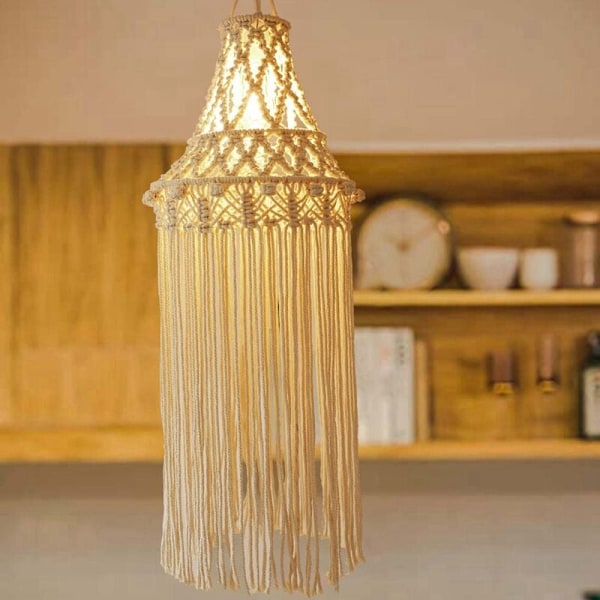 Macrame-lampeskærm hængende pendel lysdækning moderne kontor soveværelse børneværelse sovesal boheme indretning