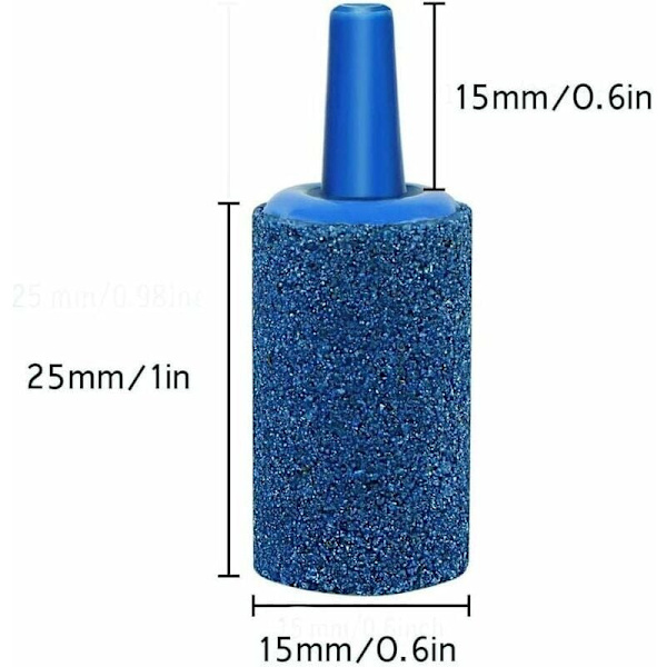 Luftboble-luftspredersten, akvarieluftspredersten, mineralpumpediffusor, til akvariumpumpe og hydroponisk dam, 15 mm x 25 mm blå, 12 stk.