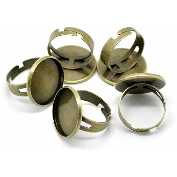 10 Filigran Ringhållare Oval Bricka Åldrad Mässing 18,3 mm