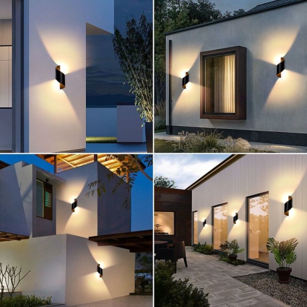 10W Spiral Udendørs Væglampe Indendørs LED IP66 Op og Ned Væglampe Aluminium Indendørs Lys Væglampe til Bar, Soveværelse, Køkken, Varm Hvid 3000K (Sort)