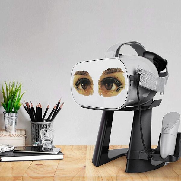 AMVR VR-stativ 3D Virtual Reality Headset Glass Display Stand, VR Headset Station med USB-kabel for lading og plassering med kontroller