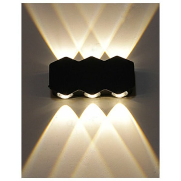 6 LED utomhusvägglampa inomhus och utomhus vattentät LED varmvit vägglampa terrass trädgårdslampa dekoration vardagsrum sovrum bakgrund W
