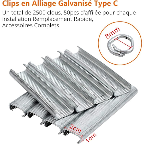 Automatisk Tråd Tang Circlip Tang Hegn Hæftemaskine med 2500 stk. Galvaniserede Type C Ringe til Hegn Mesh og Net Bur Macota