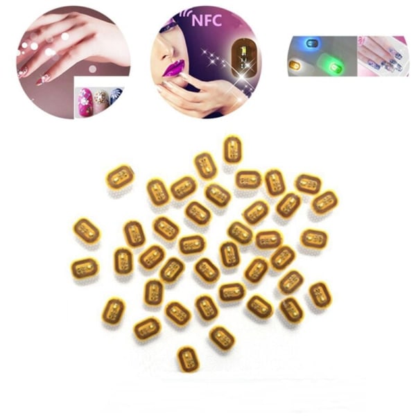 5 stk NFC Flash Nail Sticker LED Bare Chip Smart Nail Lamp Nail Sticker Enhancement, Hvit Lys