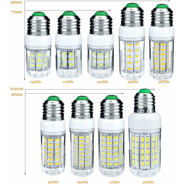 LED-lampor Nya LED Majslampor E27 E14 3W 5W 7W 12W 15W 18W 20W 25W SMD 5730 Majslampor 220V LED-belysning Spotlight Hembelysning