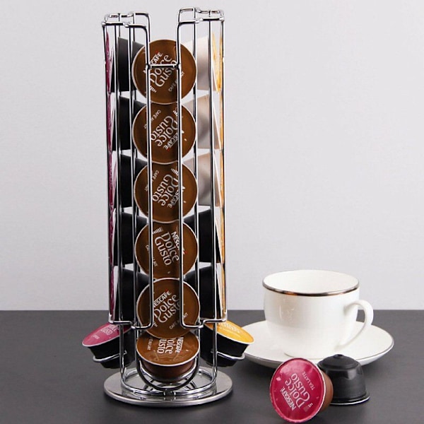 Dolce Gusto Kapselhållare, Roterande Dispenser Kapselhållare för 24 Kapslar, Dolce Gusto Förvaringsställ, 360 Grader Roterande Kapselutbud