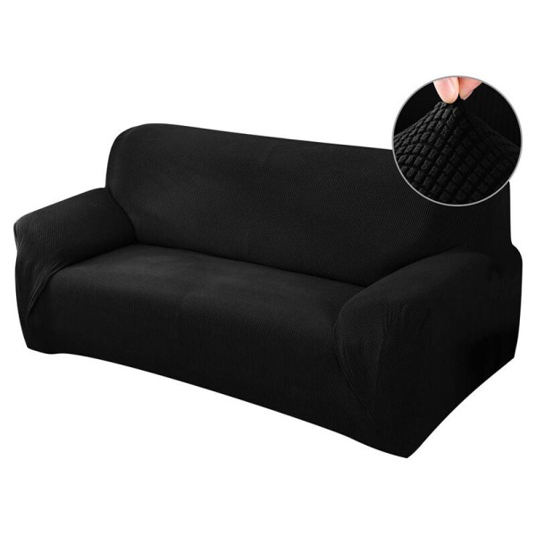 Jacquard-sohvanpäällinen 2 joustavaa venytyspäällinen Nojatuolin suojus Pestävä istuinsuojus Makuuhuoneen sisustukseen -Musta