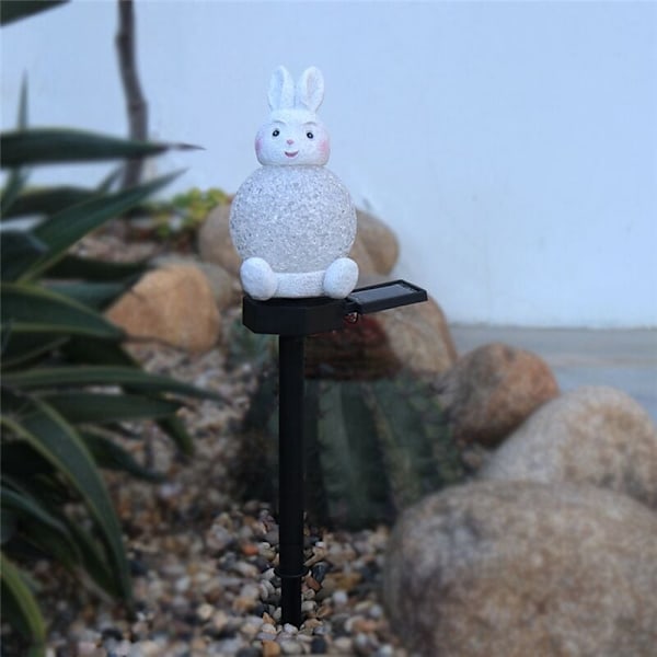 Kaninfigur LED Solcellelys Julepynt for Hage Lys Utendørs Belysning Plenlampe