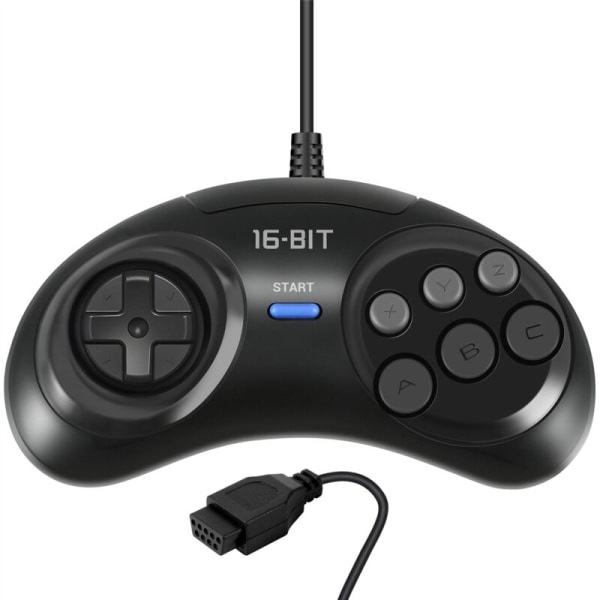2 stk. kontroller for 16-bit håndkontroll, 6-knapps joystick for svart tilbehør