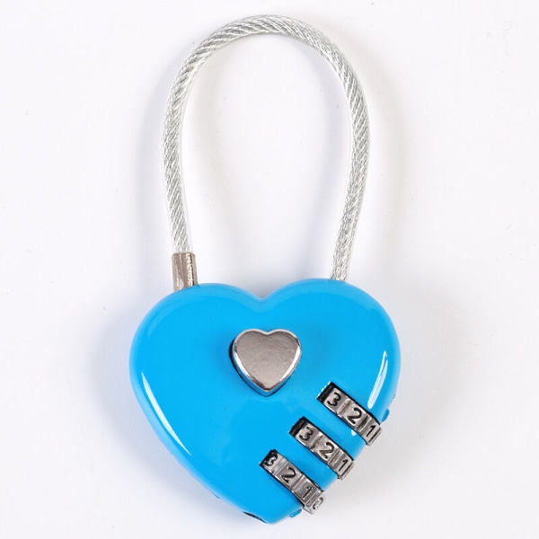 Par av hengelåser, hjerteformet 3-sifret kombinasjonskode bagasjelås passordsikkerhet Par av hengelåser for koffert, ryggsekk, smykkeskrin, Loc