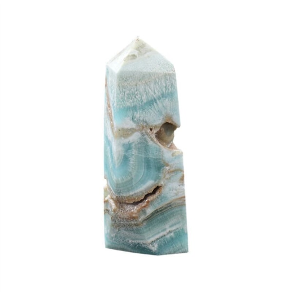 8X Naturlig Hemimorfit Spids Mini Caribisk Calcit Krystal Tetrahedral Kolonne Energi Dekoration 30-50G