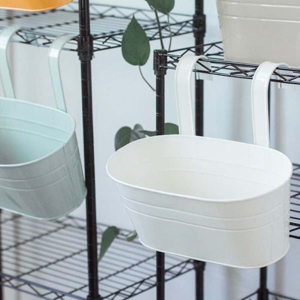 4 stk fargerike hengende blomsterpotter i metalljern balkonghage planteplanter med avtakbar krok for hjemmedekor