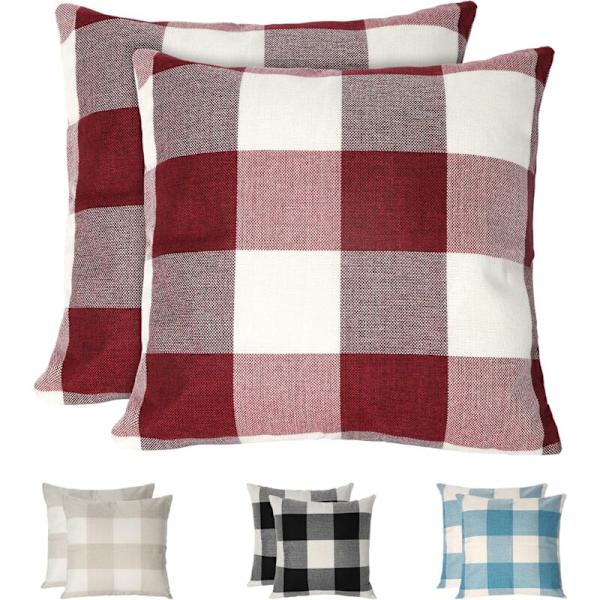 Ruutukuvioiset tyynynpäälliset, 2 kpl, ryppyynkestävä ja hengittävä pellavainen tyynynpäällinen, ruutukuvioinen tyynynpäällinen, kodin koristeelliset tyynynpäälliset