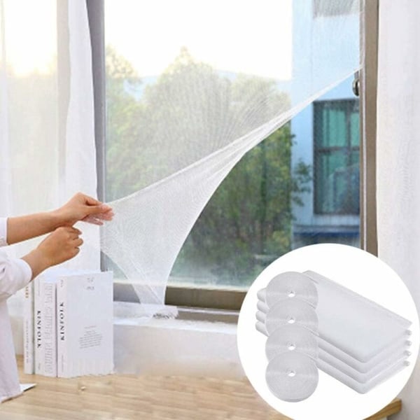 Myggnett for vinduer, Universal Transparent Myggnett for vindu, Myggnett for vindu, Justerbart Myggnett, Transparent Hvit