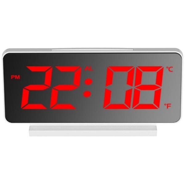 LED Digital väckarklocka, Stora siffror, Fetstil, Snooze, Justerbar volym, Enkel användning, för sovrum, kontor Röd