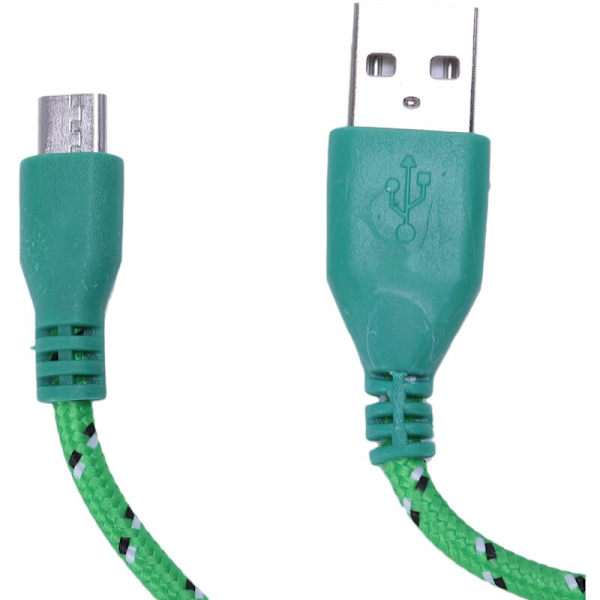 Universal Mini USB Nylon Net Armor Datakabel / 10FT til Galaxy S6 Grøn