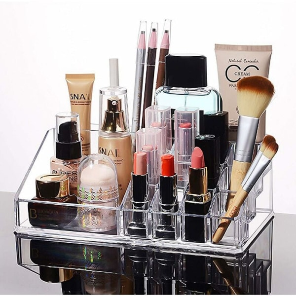 Akryl Makeup Organizer Smykkeæske Transparent Makeup Børster Kosmetisk Pensel Opbevaringskrukkeholder til Badeværelse, Soveværelse, Toiletbord-