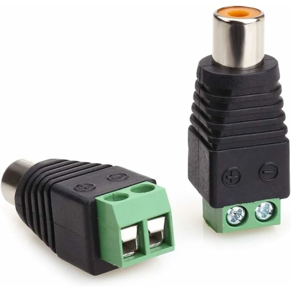 RCA hunnkontakt, Phono RCA hunnkontakt til lyd/video skruekontakt adapter for CCTV sikkerhetskamera (2-pakning)