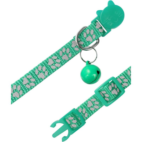 Kattkrage Anti-Kvävning, 2 st Justerbara Reflekterande Kattkrage Kattunge Valpkrage med Klocka och Säkerhetsspänne, 19-32cm Turkos