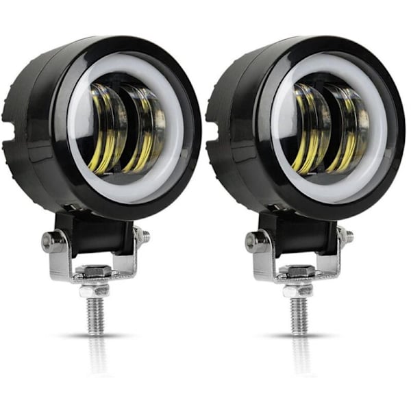2 stk motorsykkel LED arbeidslys LED frontlys 20W tåkelys med blenderåpning bil LED engeløye spotlight