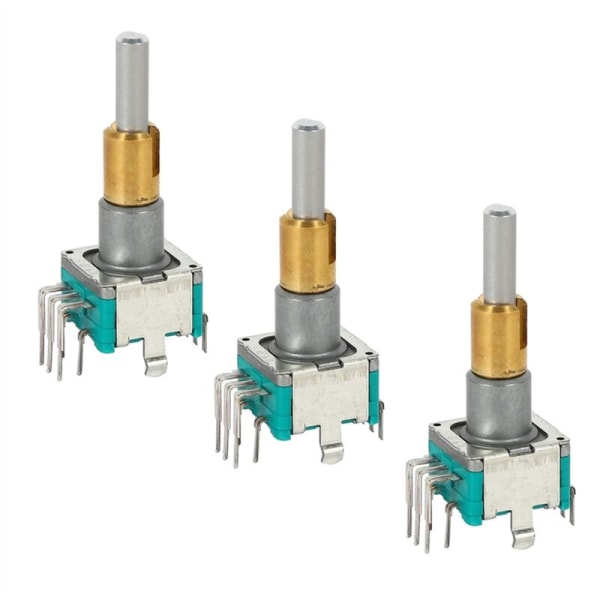 3 Pcs EC11EBB24C03 Dual Encoder with Switch 30 Positioning Number 15 Pulse Point Handle 25 mm