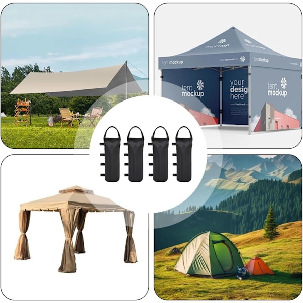 Set med 4 sandsäckar för paviljonger, tält, markiser, fotvikter, sandsäckar, utomhusväskor, för paviljonger, trädgårdstält, tält, stabil säkerhet