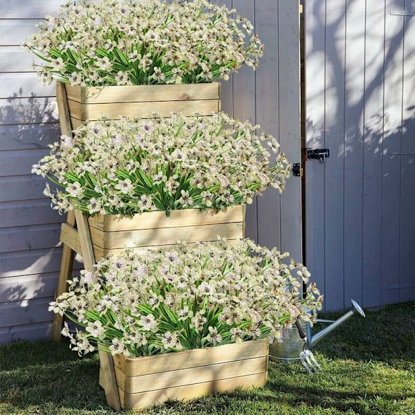 10 Buketter Konstgjorda Utomhusblommor UV-Resistenta, Fadingfria Falska Violettblommor för Inomhus Utomhus Hängande Växter Trädgård Patio Veranda Fönsterlåda Hem