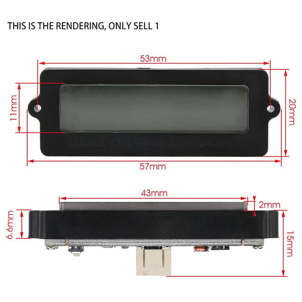 Blå bakgrundsbelyst LCD-batterikapacitetsmonitor DC 8-63V litiumjon-elektrisk 12V bly