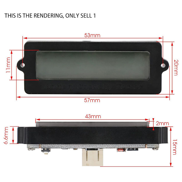 Sininen taustavalaistu LCD-akun kapasiteetin monitori DC 8-63V Litiumioni sähköinen 12V lyijy