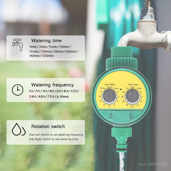 Automatisk Bevattningstimer, Slanganslutning Bevattningstimer LCD Sprinklerbevattningssystem Styrenhet för Gräsmatta Trädgård Växthus Balkong Jordbruk