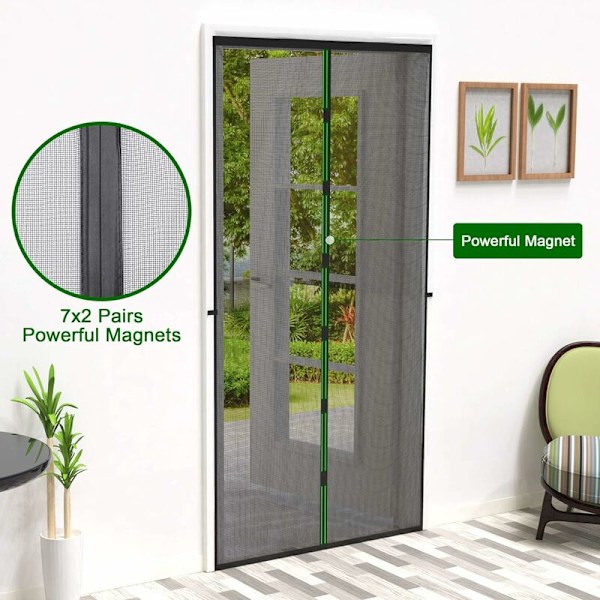 Myggestop Magnetisk Dør 110x220cm Meget Tæt Maskemyggestop Magnetisk Dørgardin Anti Fluer Anti Insekter Med Klæbebånd, Magnetiske Stænger