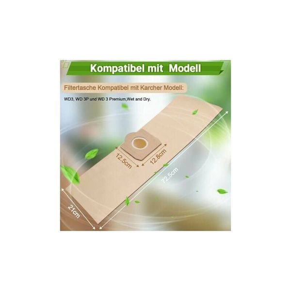 Pölynimuripussit Karcher 6.959-130.0 WD3 WD3P MV3 märkä- ja kuivaimuriin Vaihtopaperisuodatinpussit, Pussit Karcher Premium -tarvikkeisiin