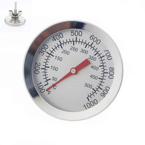 Grilltermometer, rustfritt stål ovnstermometer maks 500°C/1000°F analogt displaytermometer for ovn, pizzaovn, vedovn
