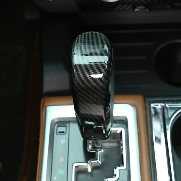 Fiber Center Console Gear Shift Head Cover Trim for - 2014-2021