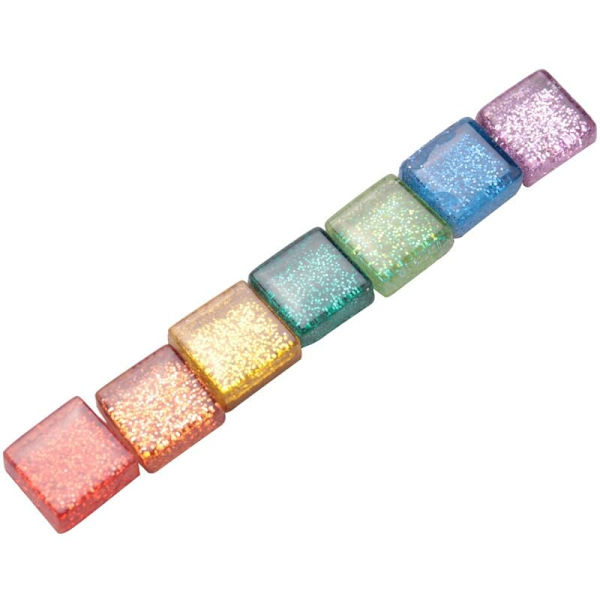 300 G assorterte fargemosaikkfliser Glitter krystallmosaikkdekorasjon for DIY-håndverksforsyning, firkantet, 1 x 1 cm