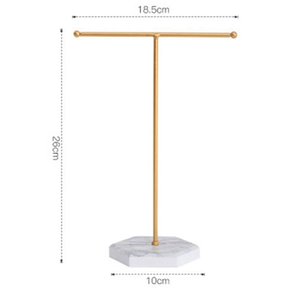 Metallbelagt T-Bar Halskjedeholder Display Stativ Organizer Bordplate Tårn for Visning Hengende B