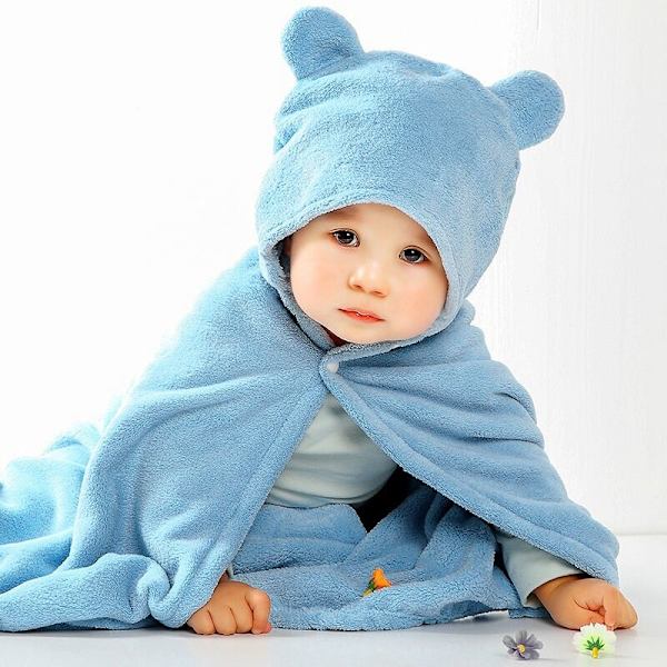 Baby hættehåndklæde sød bjørn mikrofiber superabsorberende tykt baby badehåndklæde, dreng og pige super blødt badehåndklæde-brun