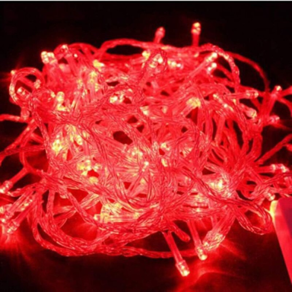 Streng af lys til karneval, bryllup, udendørs og indendørs havebelysning, LED-eventyrtræslys, festlige trælys, juledekoration, rød, 10M 100 LED