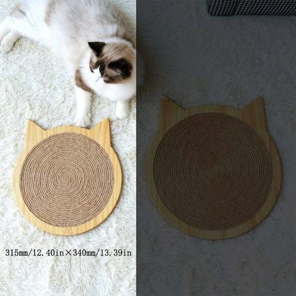 Kattformad klösträdsmatta för katter kattungar väggmonterad sisalklösträdsbräda med stark sugkopp massivt trä katt leksaksmöbler