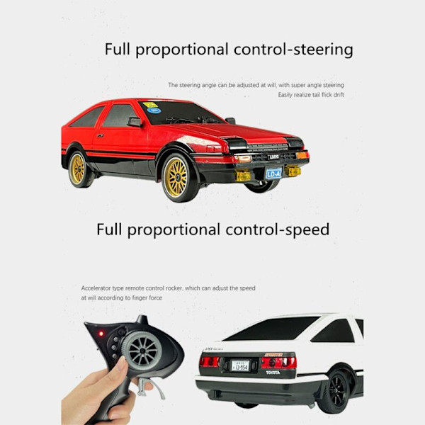 LD-A86P RTR 1/18 2.4G 2WD RC-auto Drift-ajoneuvot Käännettävät LED-valot Täysikokoinen ohjattavat mallit Leikkikalut Lahjat lapsille, 1
