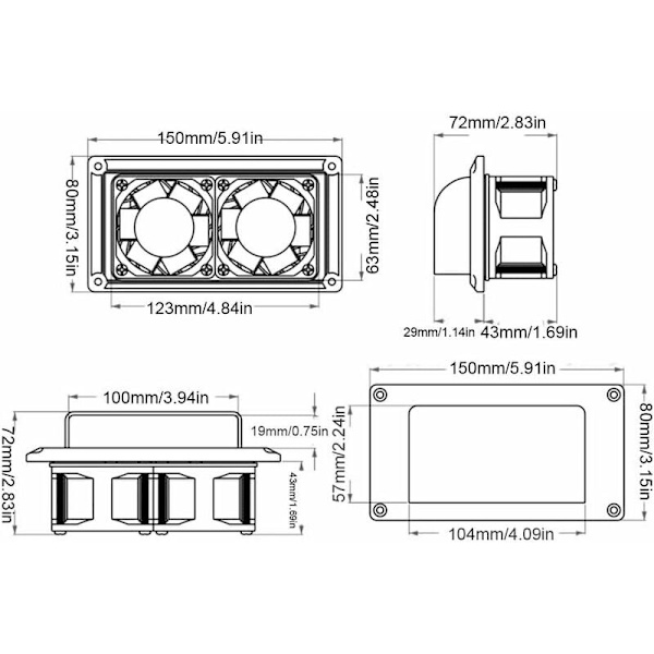Camperbil Sidoventilation Fläkt, Invändig Ventilation Galler 12V Extraktion Set Husvagn Bil Släpvagn Skruvmontering Arbeta Tyst Luftventil 13W RV Sida
