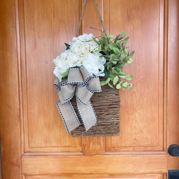 Påskdag Välkomstskylt Vildblommor Dörrhängande Korg Krans för Entrédörr, Påsk Dekor