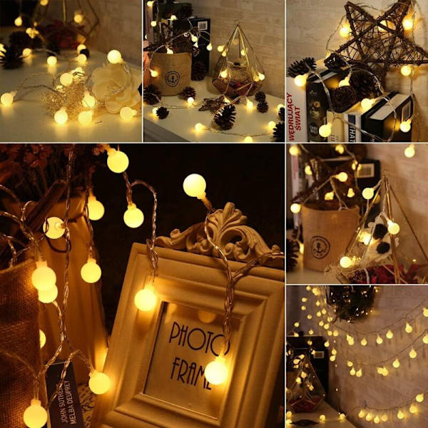 Fairy Lights, 80 LED Julkulor 8 Ljuslägen med Timerfunktion, Vattentäta LED-Fairy Lights för inomhus och utomhus, Sovrum, Fest, Bröllop